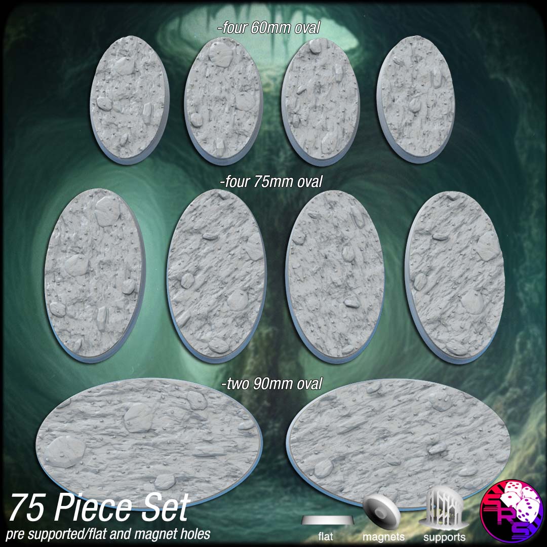 Cave Scenic Bases – Resin 3D Printed Bases for Tabletop Miniatures | 25mm to 120mm Sizes Available