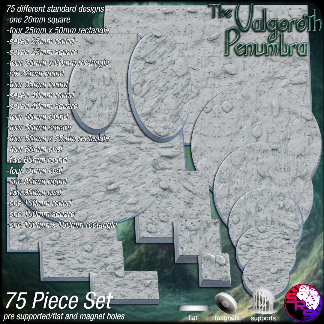 Cave Scenic Bases – Resin 3D Printed Bases for Tabletop Miniatures | 25mm to 120mm Sizes Available