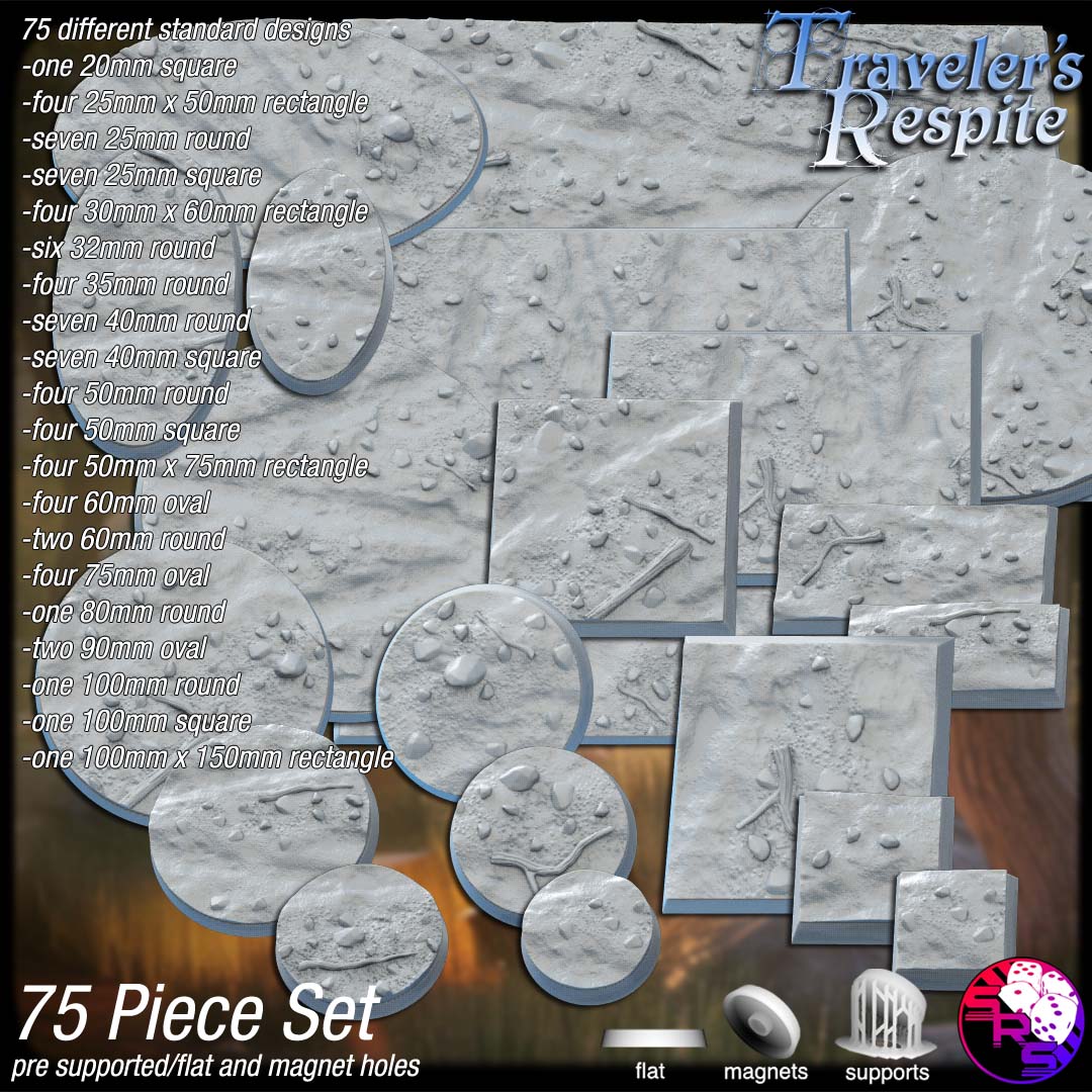 Country Roads Scenic Bases – Resin 3D Printed Bases for Tabletop Miniatures | 25mm to 120mm Sizes Available