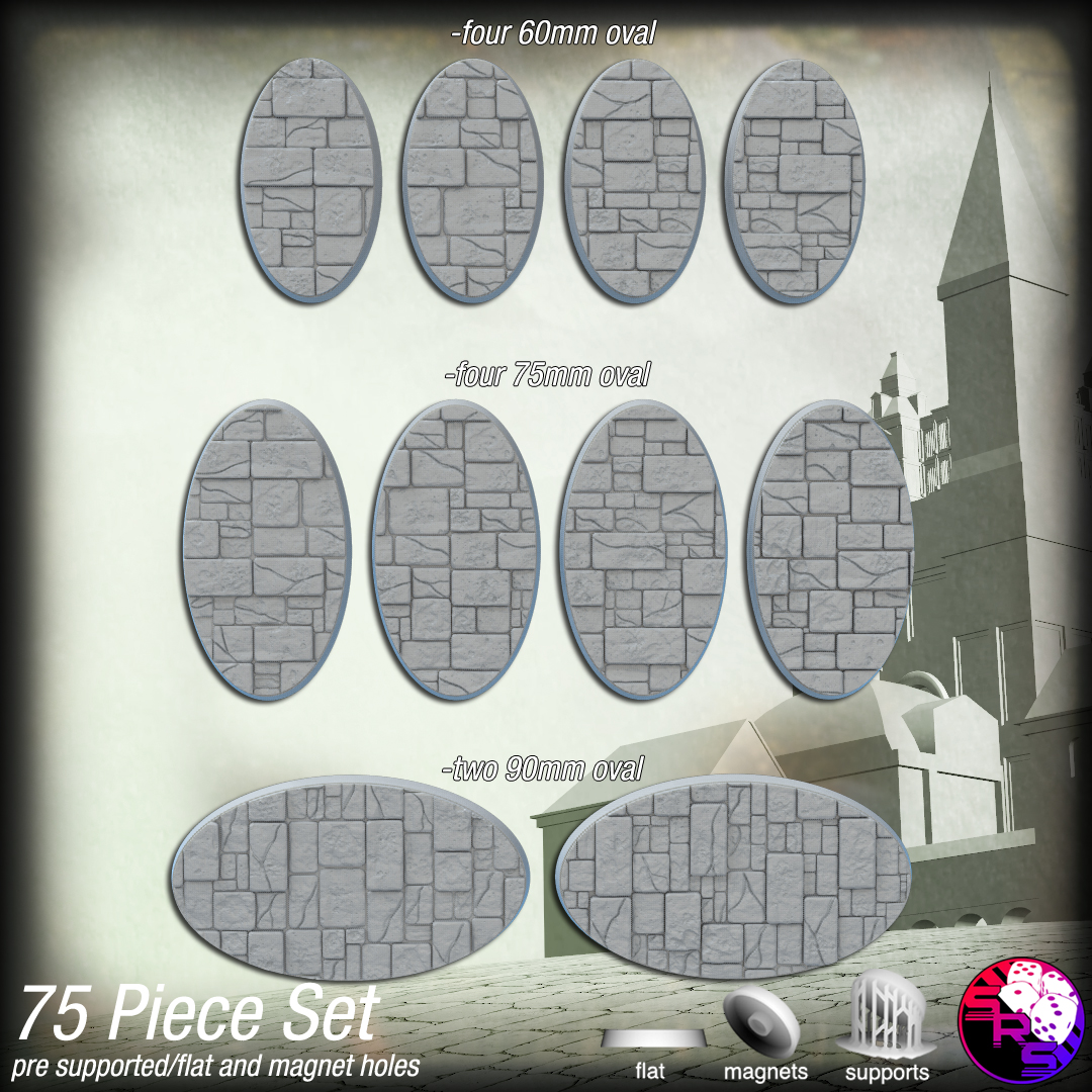 Cracked Bricks Scenic Bases – Resin 3D Printed Bases for Tabletop Miniatures | 25mm to 120mm Sizes Available