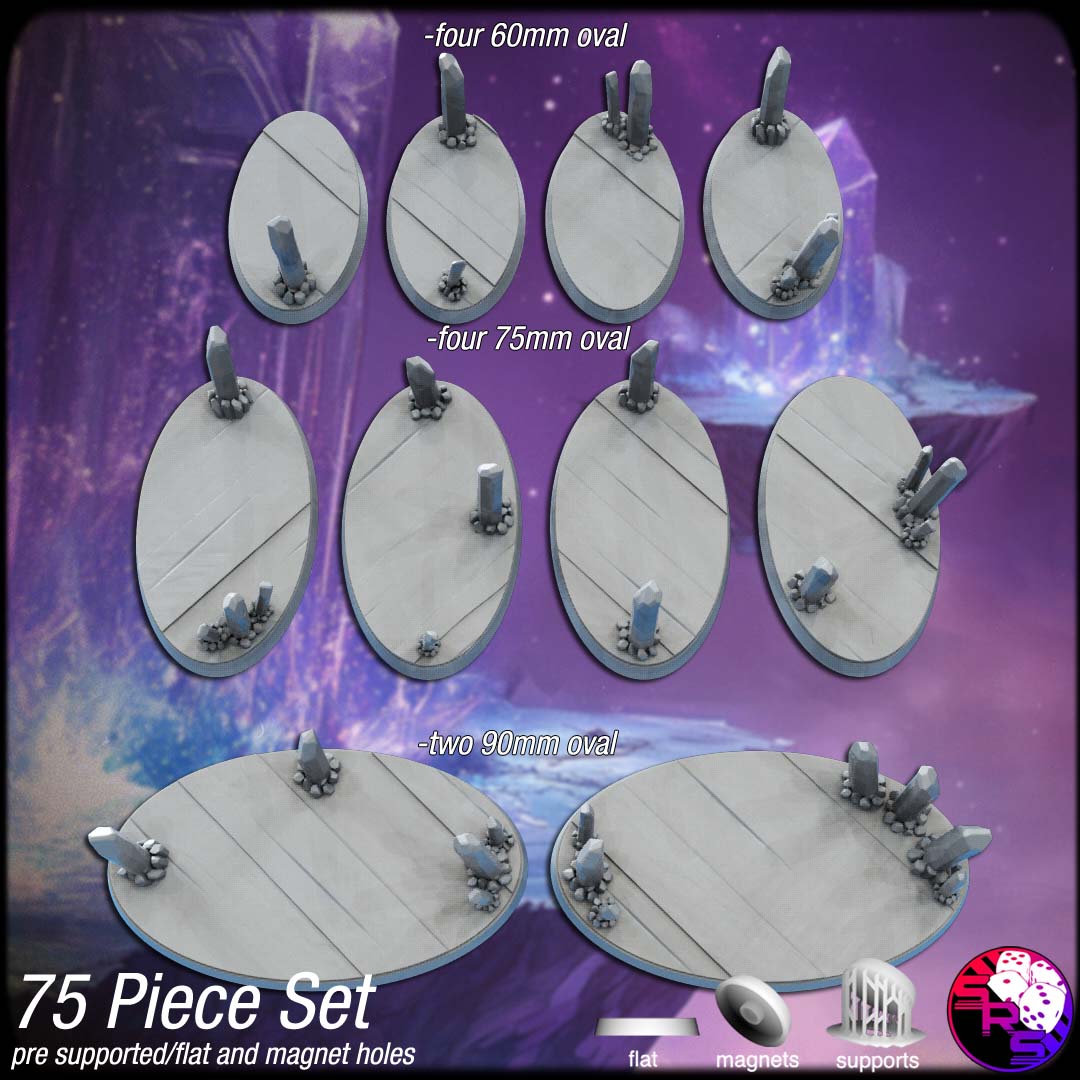 Crystal Caverns Scenic Bases – Resin 3D Printed Bases for Tabletop Miniatures | 25mm to 120mm Sizes Available