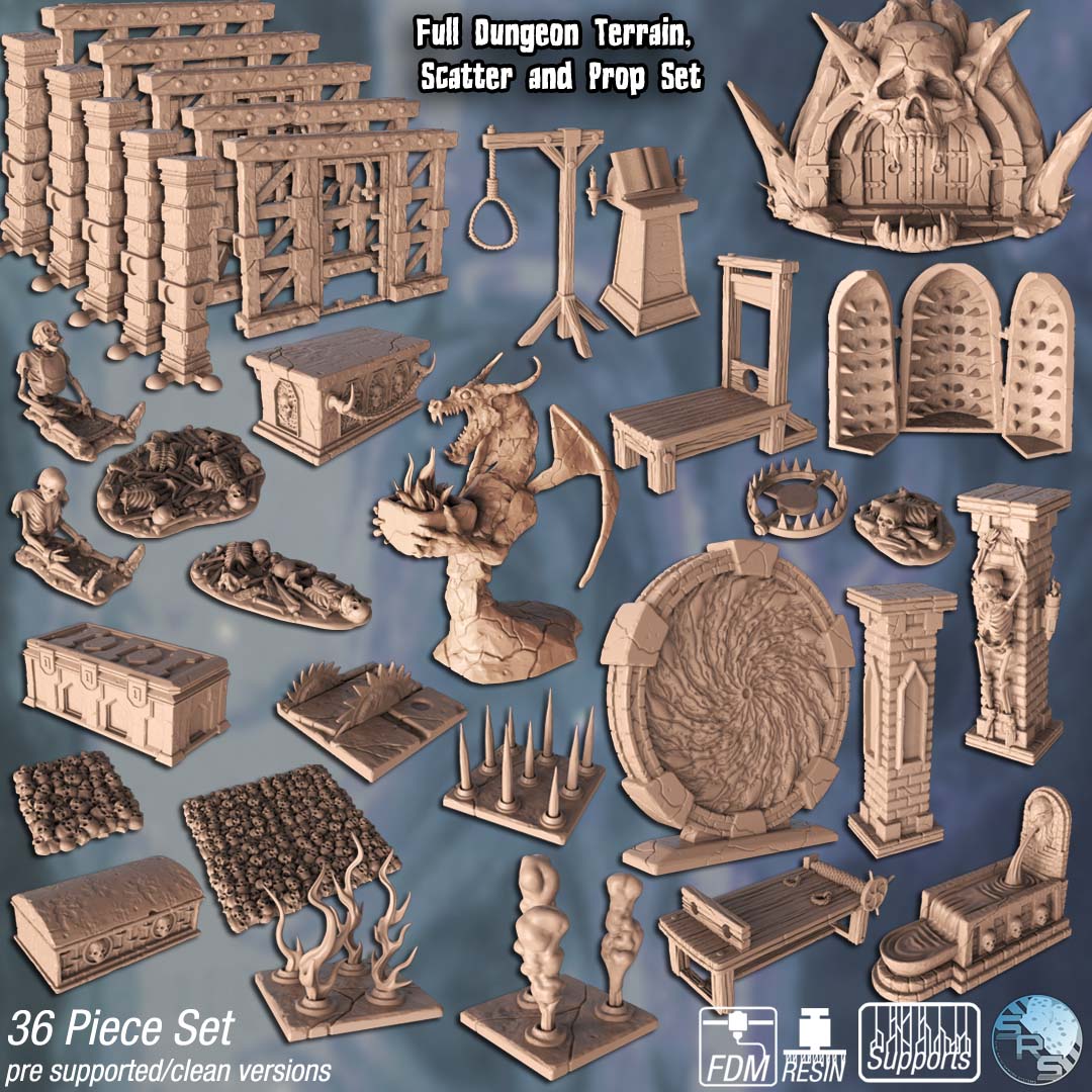 Dungeon Terrain Set – Resin 3D Printed Scenery for Tabletop Gaming & Dioramas
