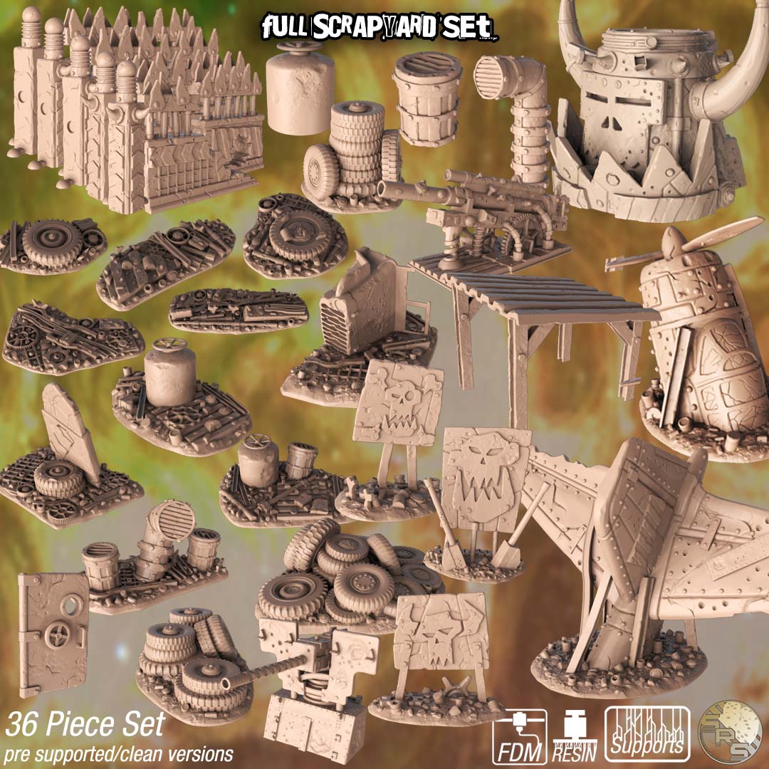 Scrapyard Terrain Set – Resin 3D Printed Scenery for Tabletop Gaming & Dioramas