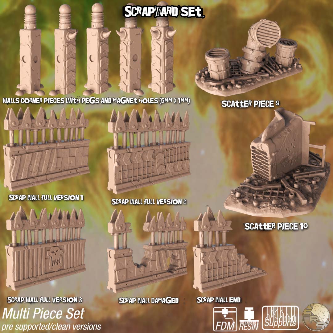 Scrapyard Terrain Set – Resin 3D Printed Scenery for Tabletop Gaming & Dioramas