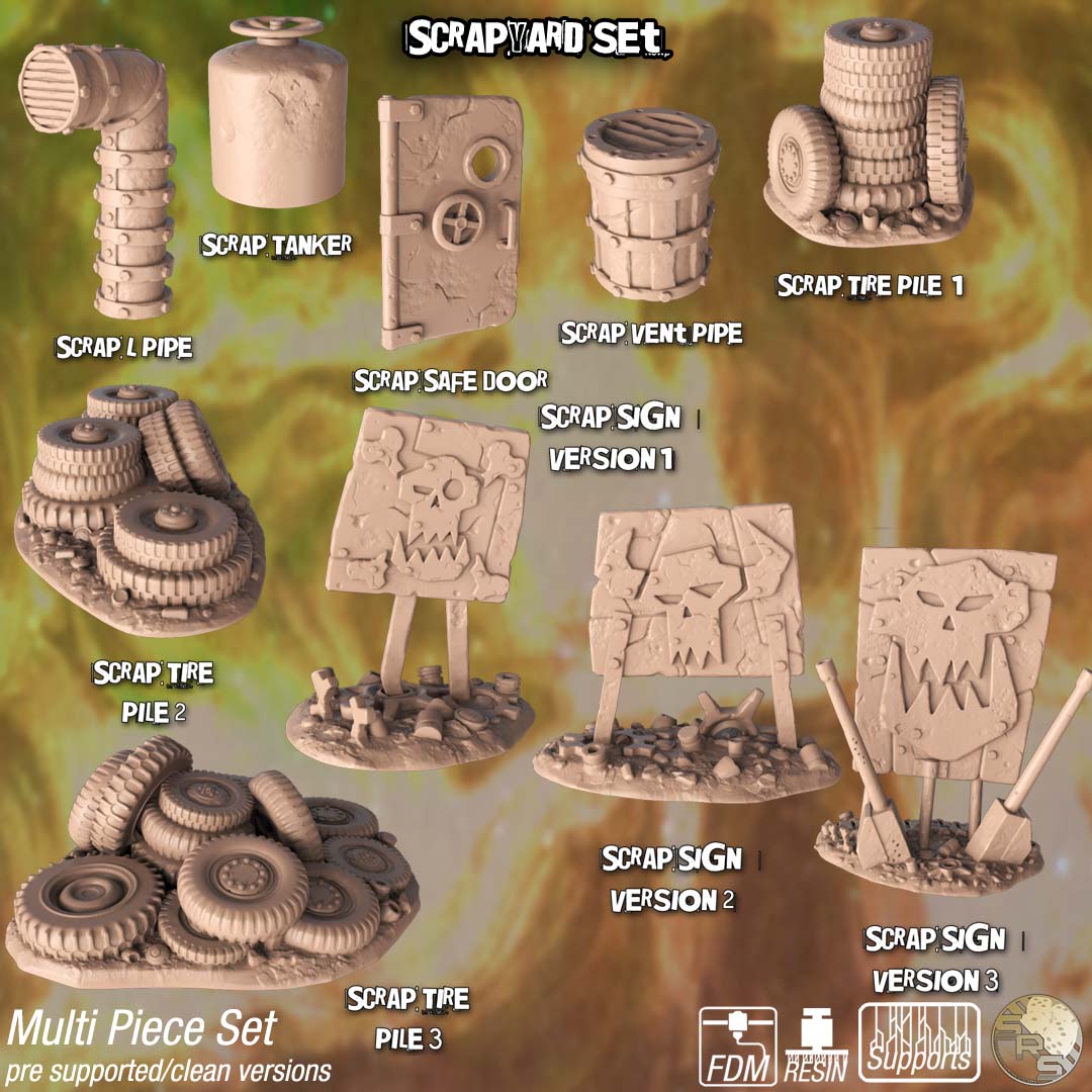 Scrapyard Terrain Set – Resin 3D Printed Scenery for Tabletop Gaming & Dioramas