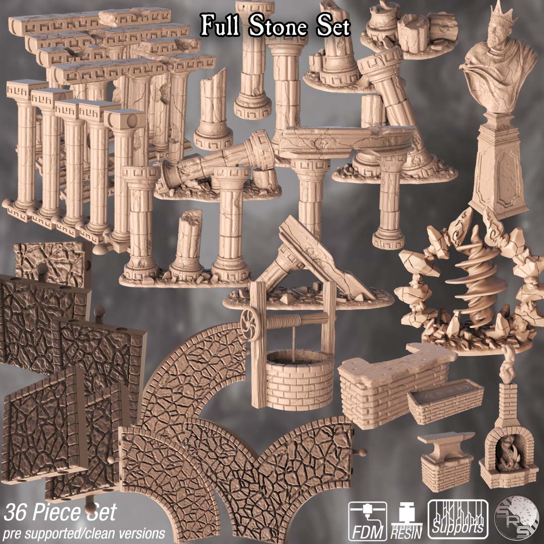 Ancient Stone Terrain Set – Resin 3D Printed Scenery for Tabletop Gaming & Dioramas