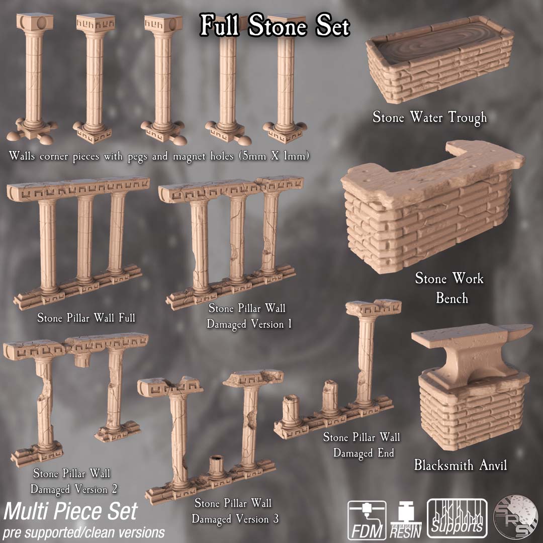 Ancient Stone Terrain Set – Resin 3D Printed Scenery for Tabletop Gaming & Dioramas