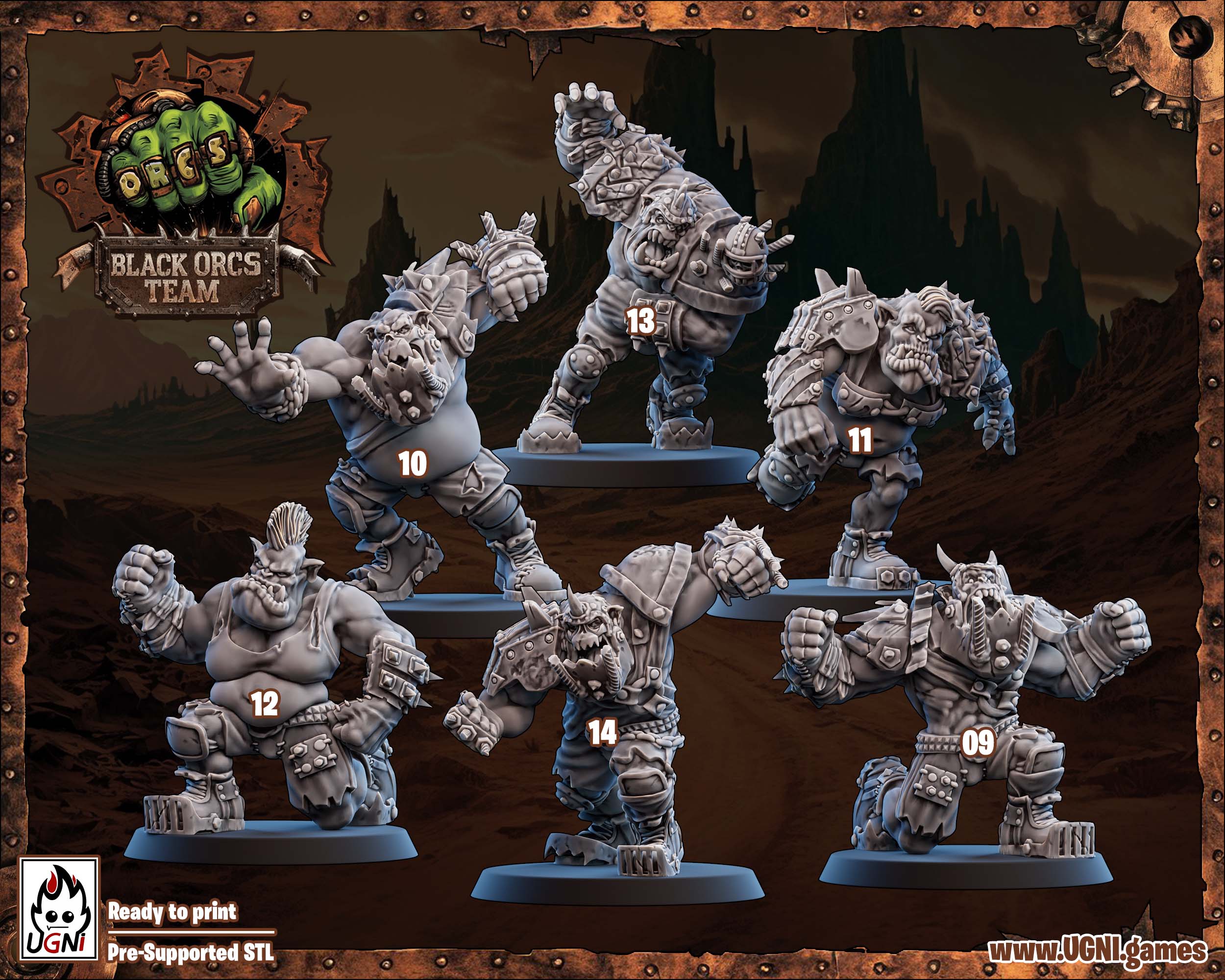 Apocalypse Orc Fantasy Football Alternate Players – Resin 3D Printed Miniatures (Full Set or Singles)