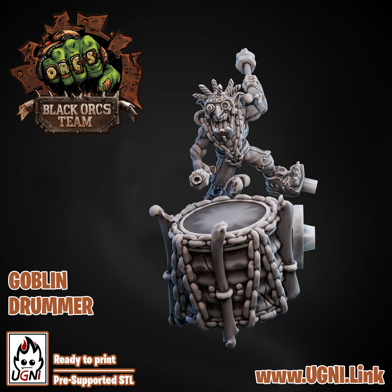Orc Rock Band & Monster Truck Stage – Resin 3D Printed Fantasy Miniatures Set | Post-Apocalyptic Music Mob