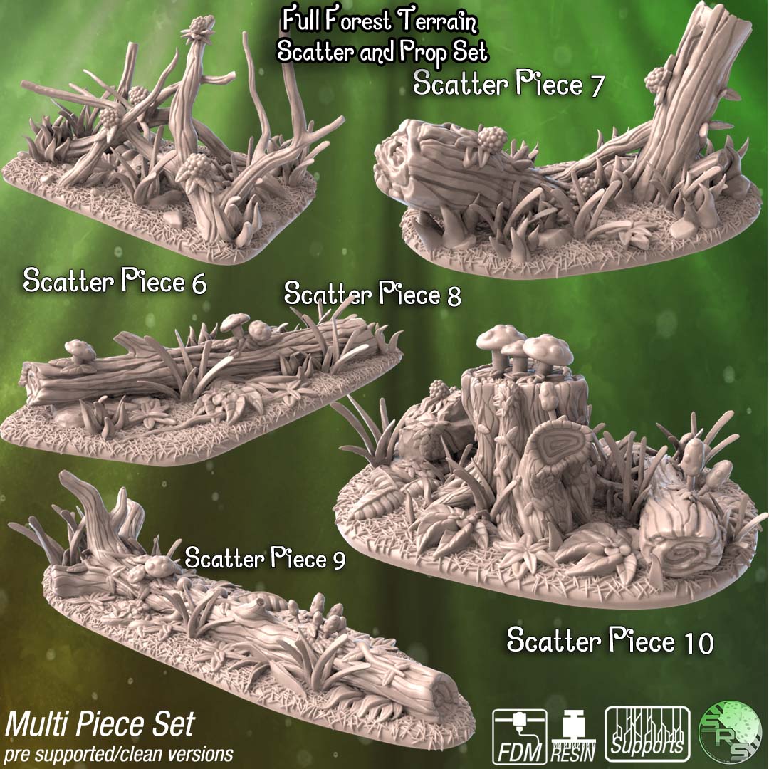Forest Terrain Set – Resin 3D Printed Scenery for Tabletop Gaming & Dioramas