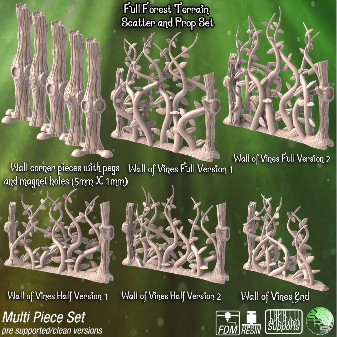 Forest Terrain Set – Resin 3D Printed Scenery for Tabletop Gaming & Dioramas
