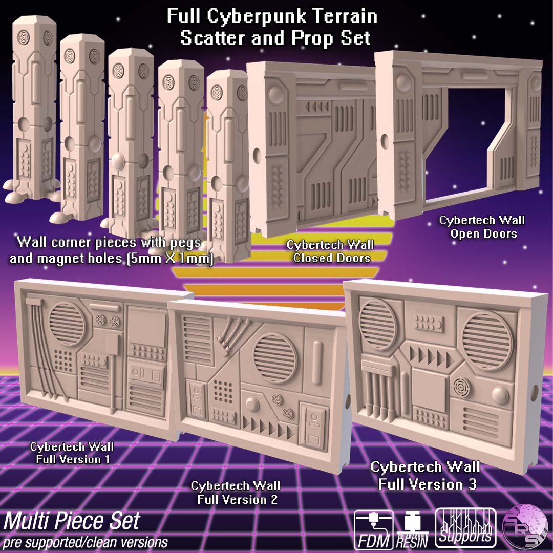 Cyberpunk Terrain Set – Resin 3D Printed Scenery for Tabletop Gaming & Dioramas