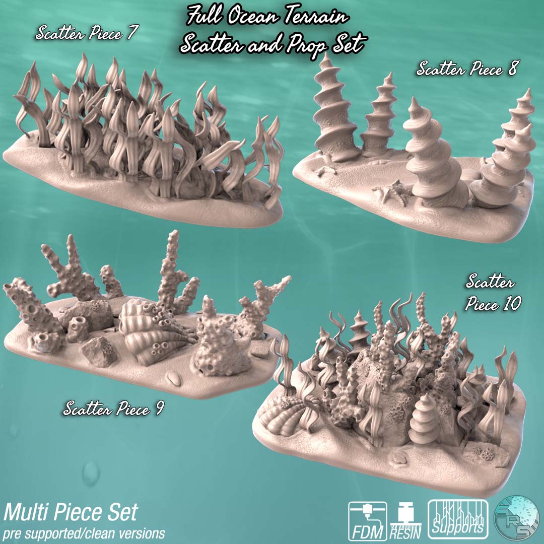 Ocean Terrain Set – Resin 3D Printed Scenery for Tabletop Gaming & Dioramas
