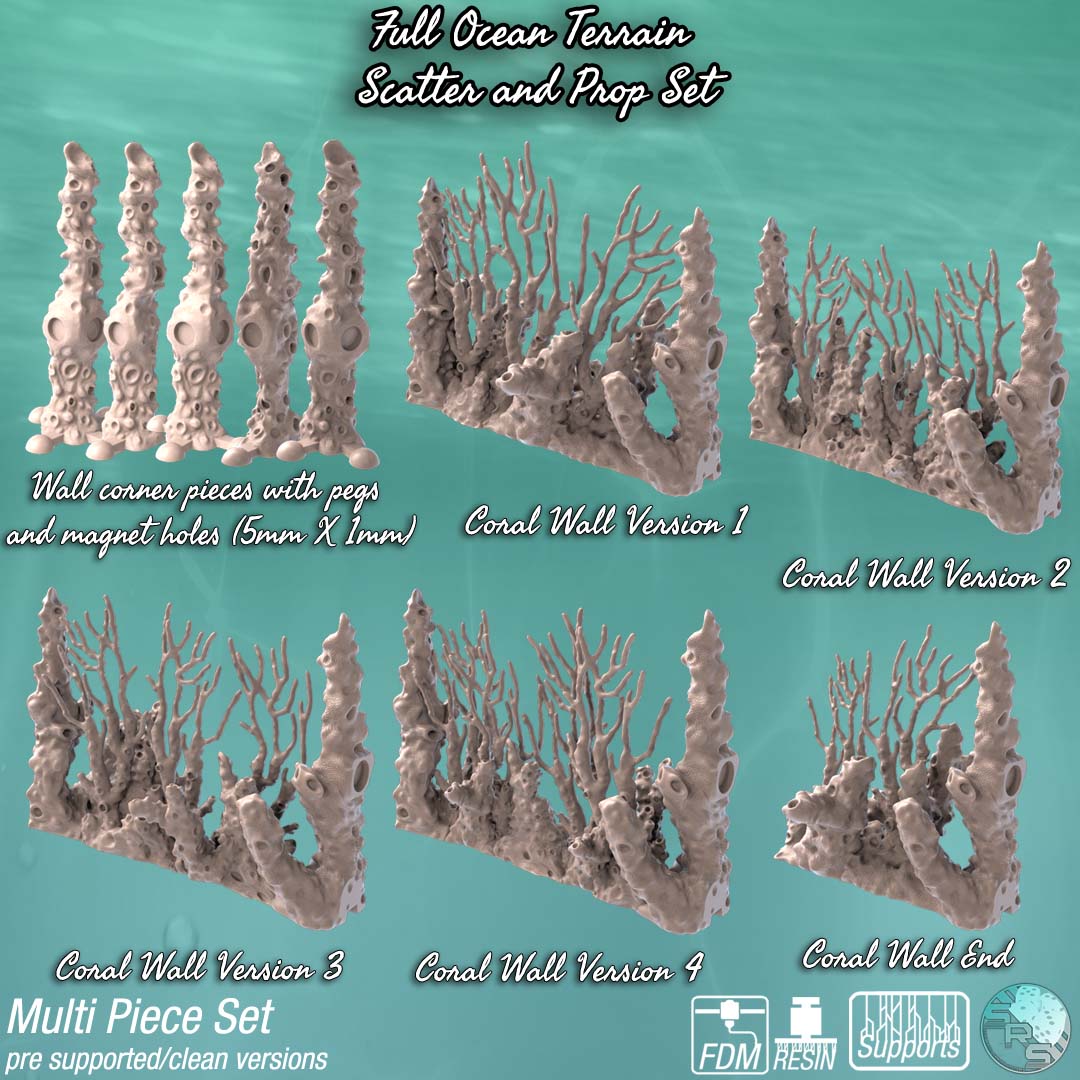 Ocean Terrain Set – Resin 3D Printed Scenery for Tabletop Gaming & Dioramas