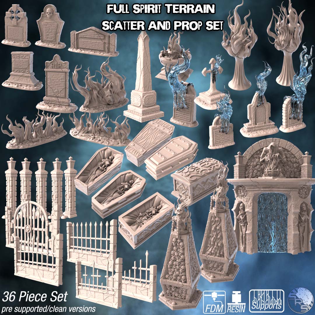 Undead Spirit Terrain Set – Resin 3D Printed Scenery for Tabletop Gaming & Dioramas