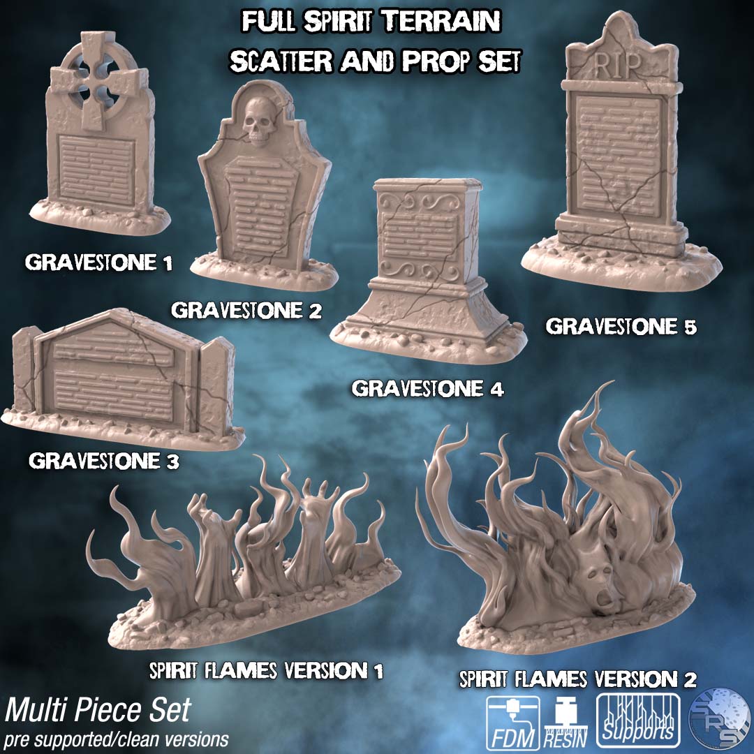 Undead Spirit Terrain Set – Resin 3D Printed Scenery for Tabletop Gaming & Dioramas