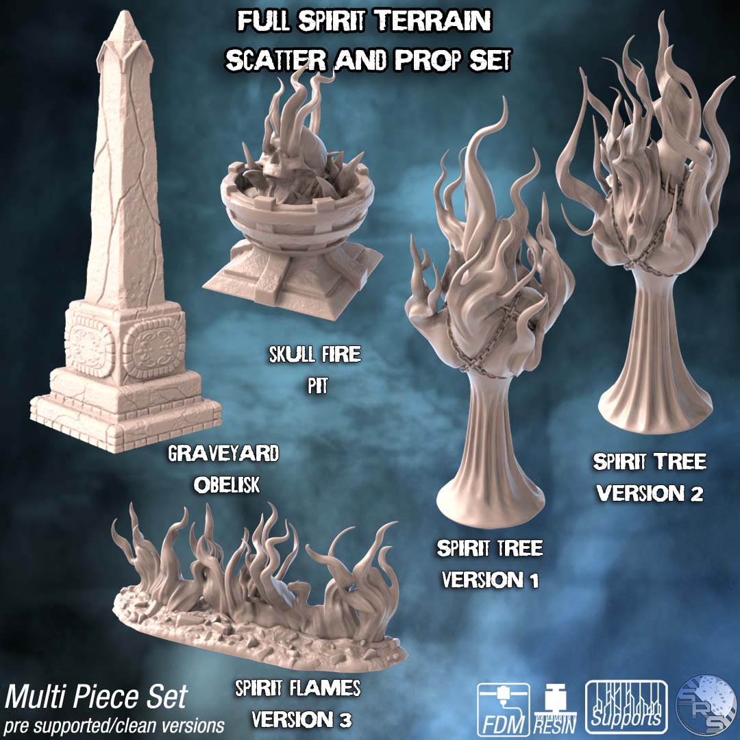 Undead Spirit Terrain Set – Resin 3D Printed Scenery for Tabletop Gaming & Dioramas