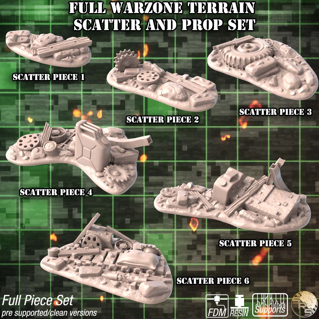 Urban Warzone Terrain Set – Resin 3D Printed Scenery for Tabletop Gaming & Dioramas