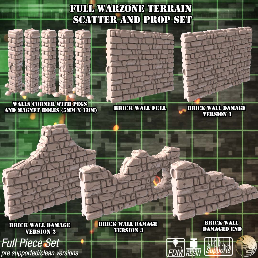 Urban Warzone Terrain Set – Resin 3D Printed Scenery for Tabletop Gaming & Dioramas