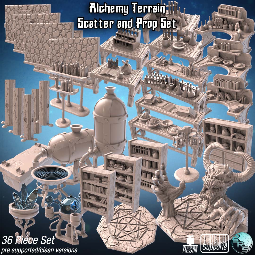 Alchemy Terrain Set – Resin 3D Printed Scenery for Tabletop Gaming & Dioramas