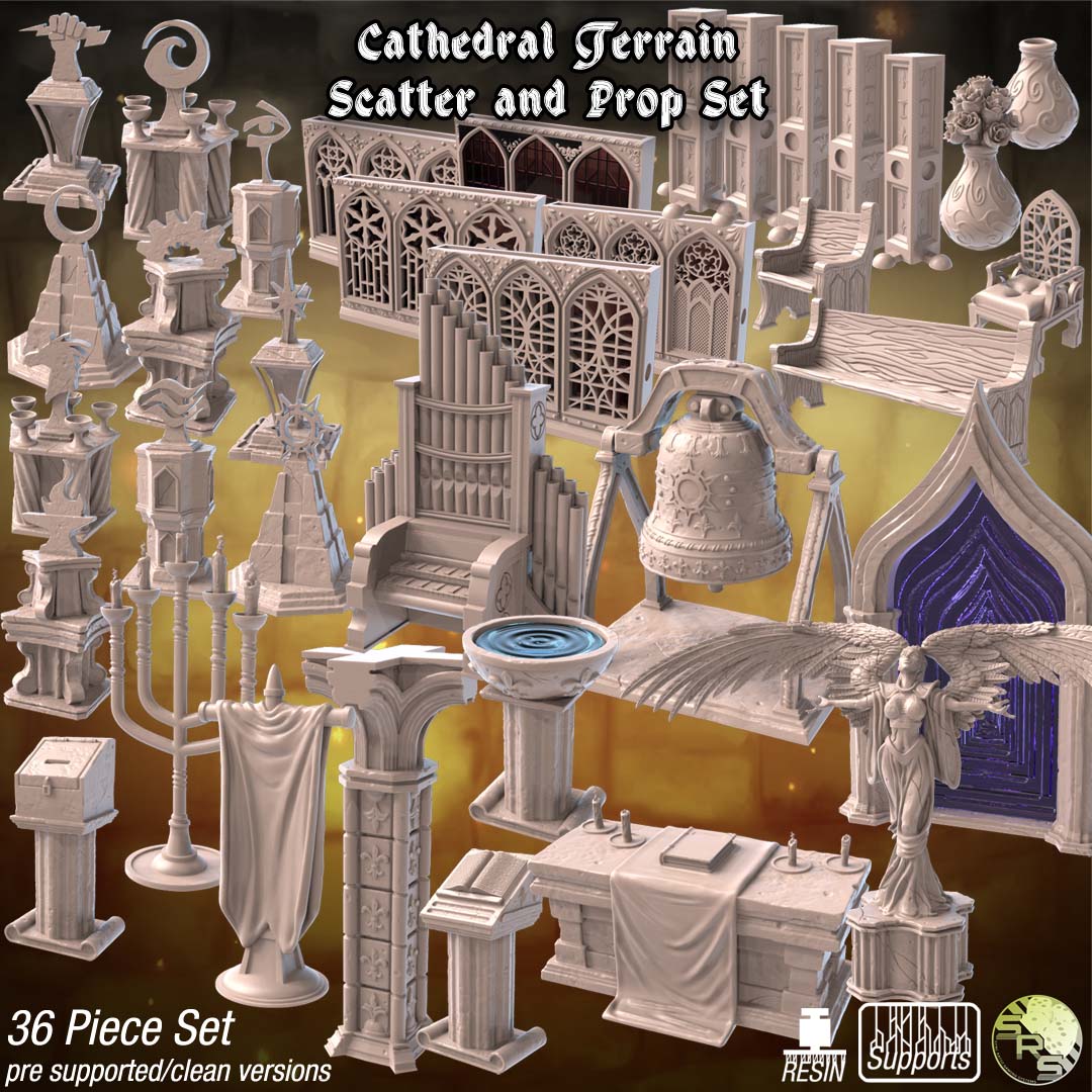 Cathedral Terrain Set – Resin 3D Printed Scenery for Tabletop Gaming & Dioramas
