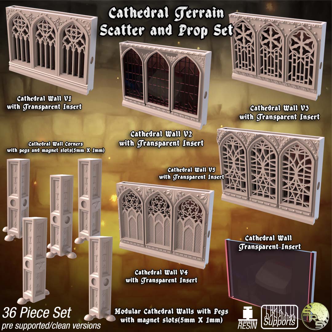 Cathedral Terrain Set – Resin 3D Printed Scenery for Tabletop Gaming & Dioramas