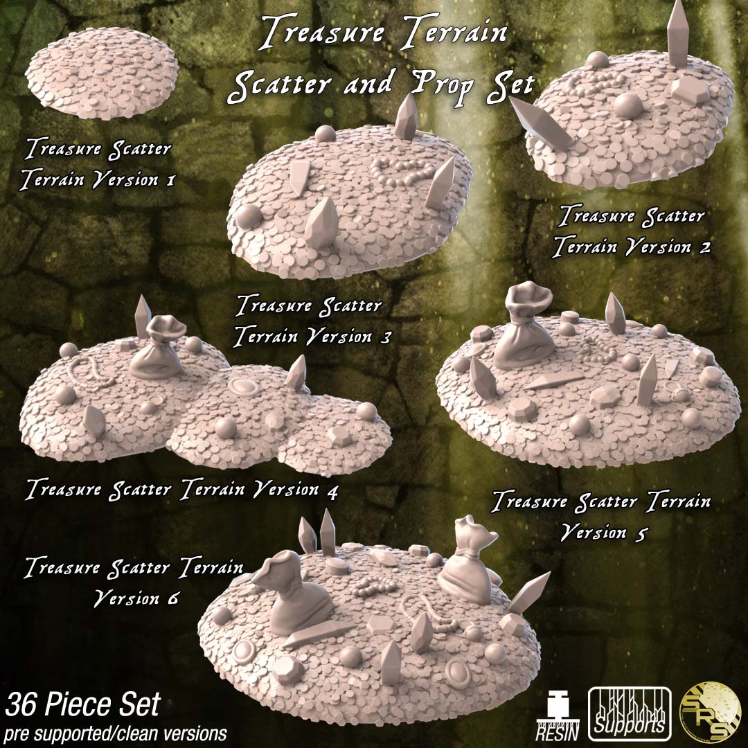 Treasure Terrain Set – Resin 3D Printed Scenery for Tabletop Gaming & Dioramas