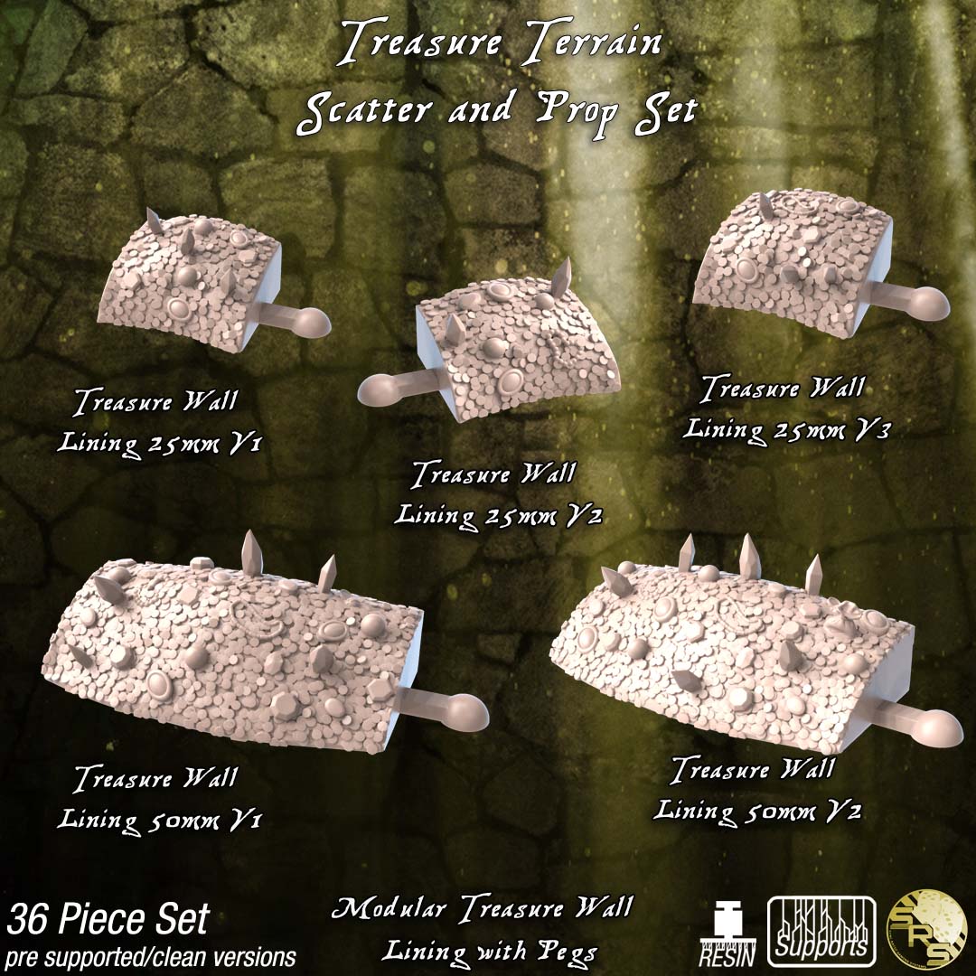 Treasure Terrain Set – Resin 3D Printed Scenery for Tabletop Gaming & Dioramas
