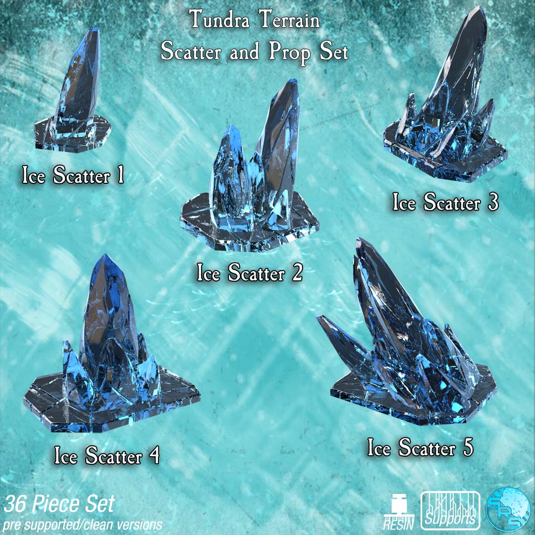 Icy Tundra Terrain Set – Resin 3D Printed Scenery for Tabletop Gaming & Dioramas