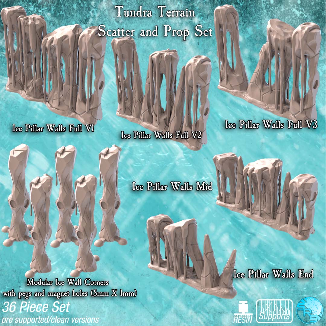 Icy Tundra Terrain Set – Resin 3D Printed Scenery for Tabletop Gaming & Dioramas