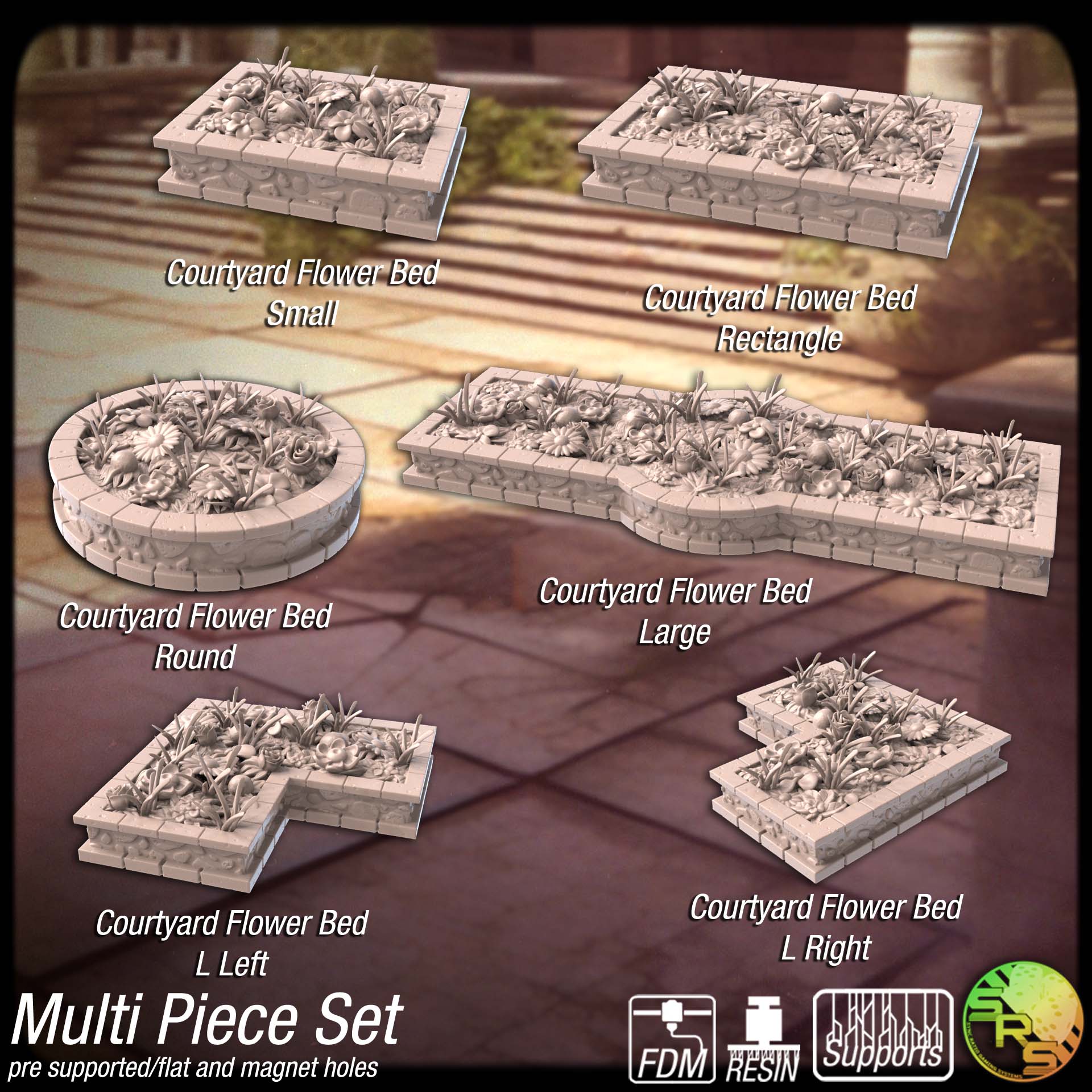 Fantasy Courtyard Terrain Set – Resin 3D Printed Scenery for Tabletop Gaming & Dioramas