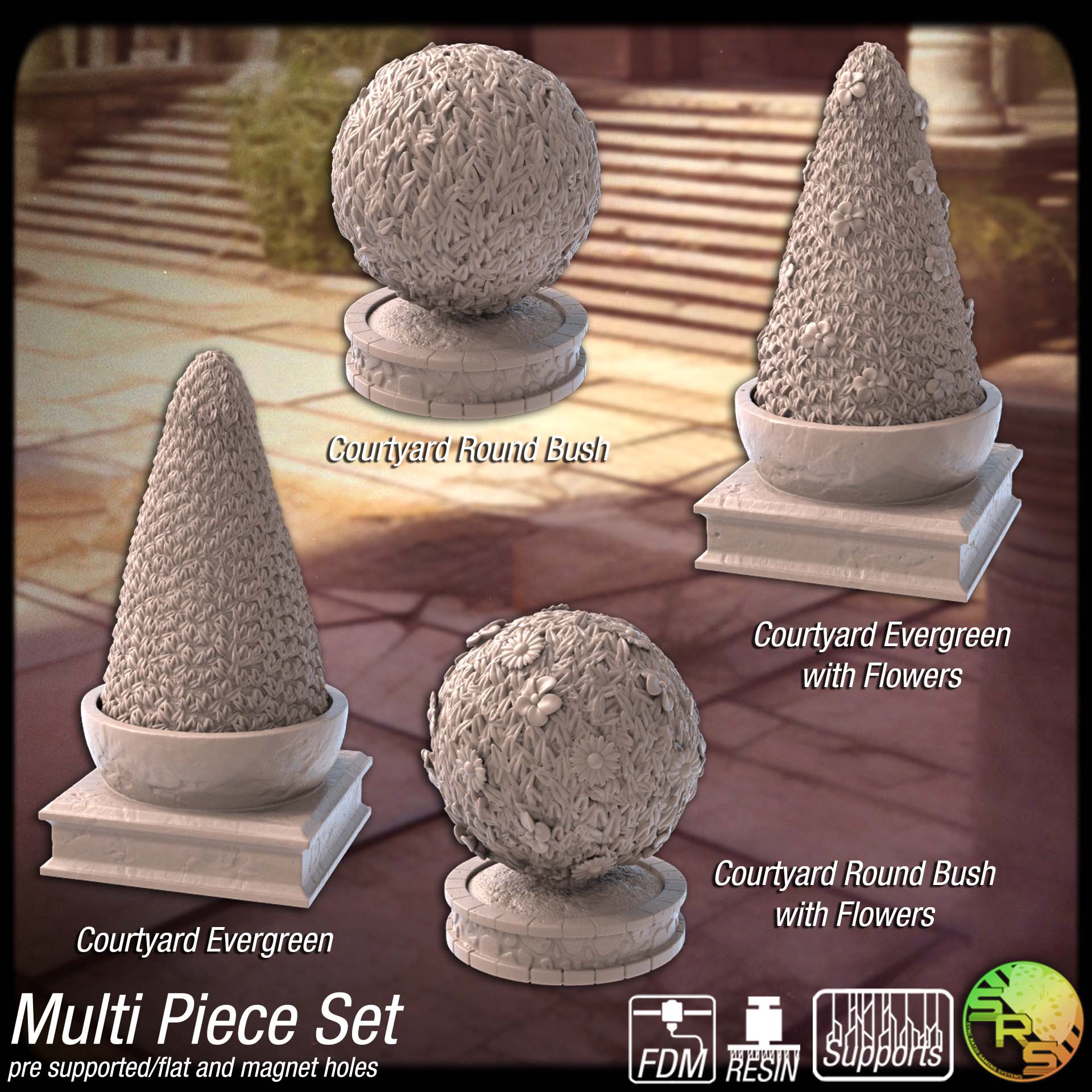Fantasy Courtyard Terrain Set – Resin 3D Printed Scenery for Tabletop Gaming & Dioramas