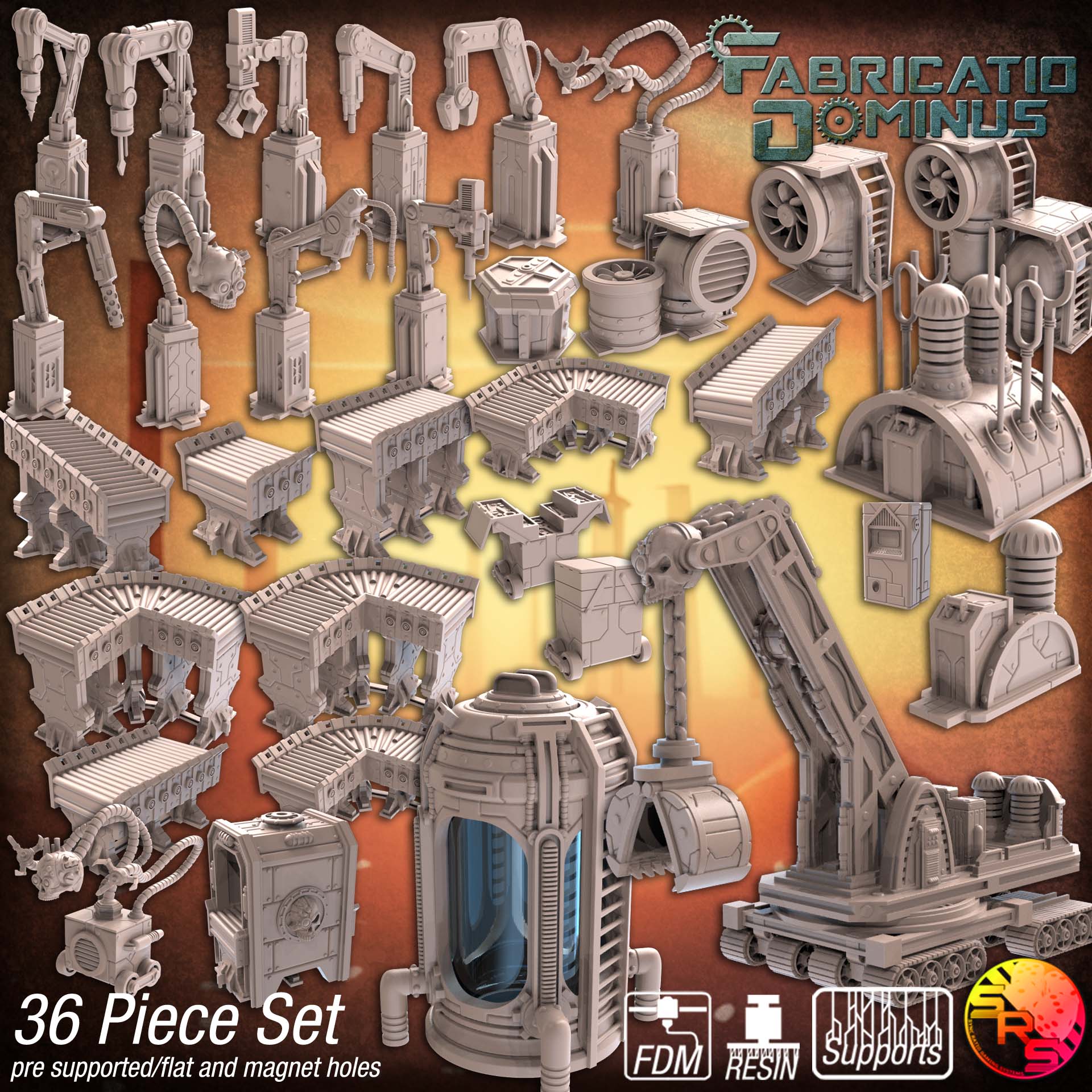 Machine Factory Terrain Set – Resin 3D Printed Scenery for Tabletop Gaming & Dioramas