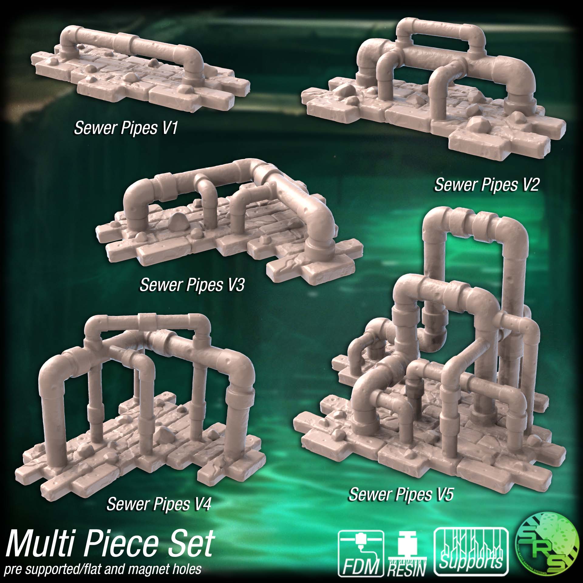 Sewers Terrain Set – Resin 3D Printed Scenery for Tabletop Gaming & Dioramas