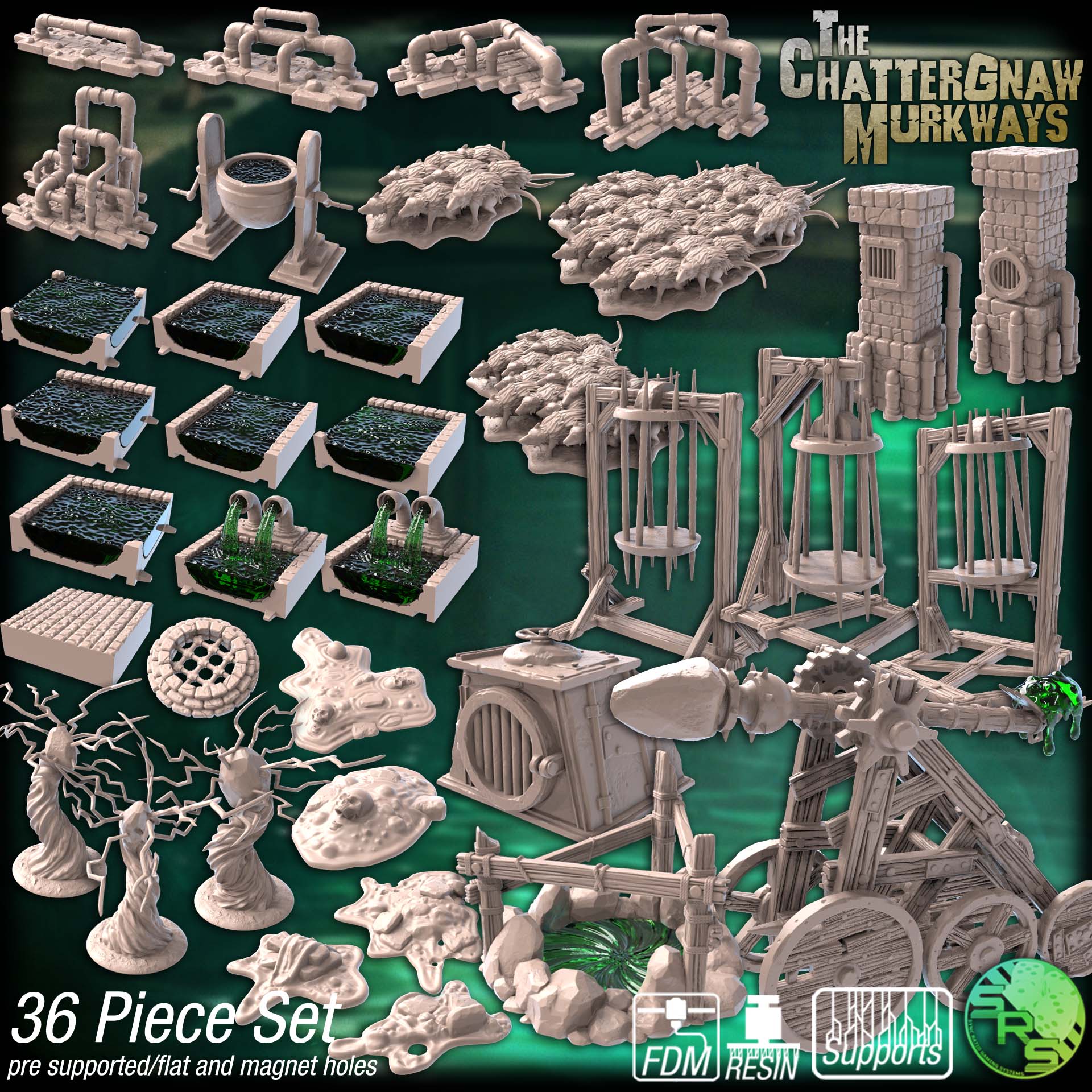Sewers Terrain Set – Resin 3D Printed Scenery for Tabletop Gaming & Dioramas