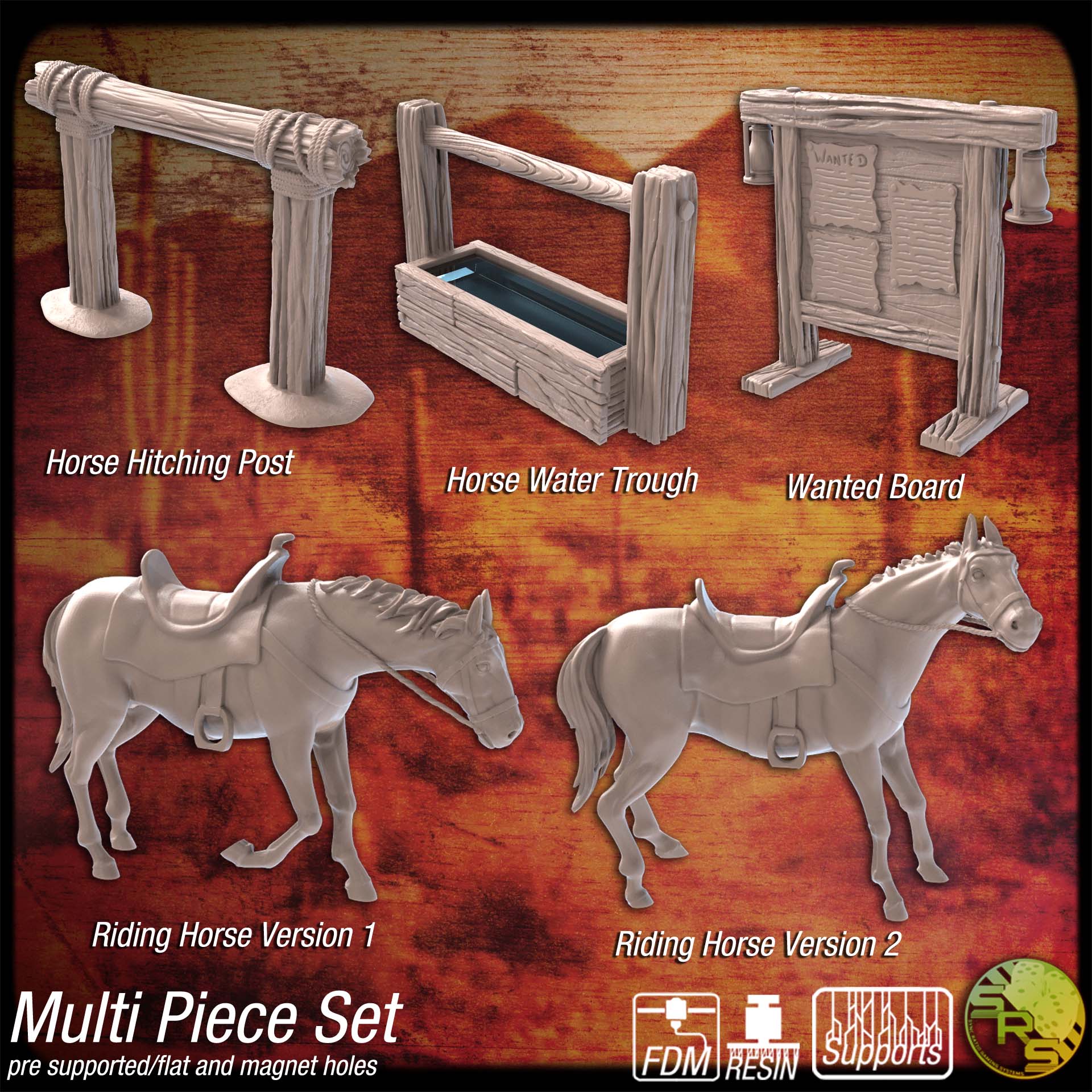 Cowboy Western Terrain Set – Resin 3D Printed Scenery for Tabletop Gaming & Dioramas
