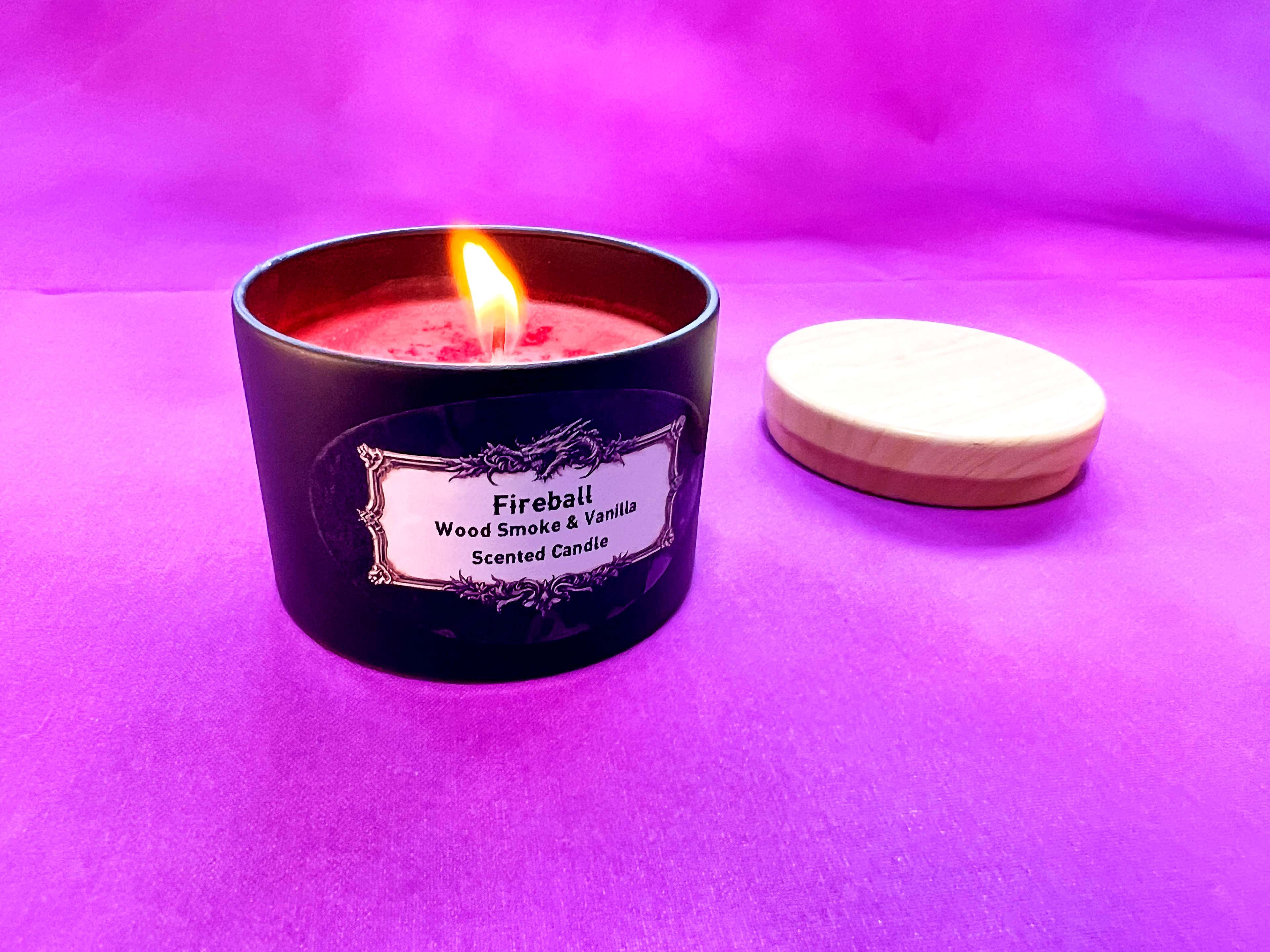 Fireball! Fantasy Soy Candle – Wood Smoke & Vanilla Scent | DnD Gift | RPG Candle | Handmade 4oz Spell Candle