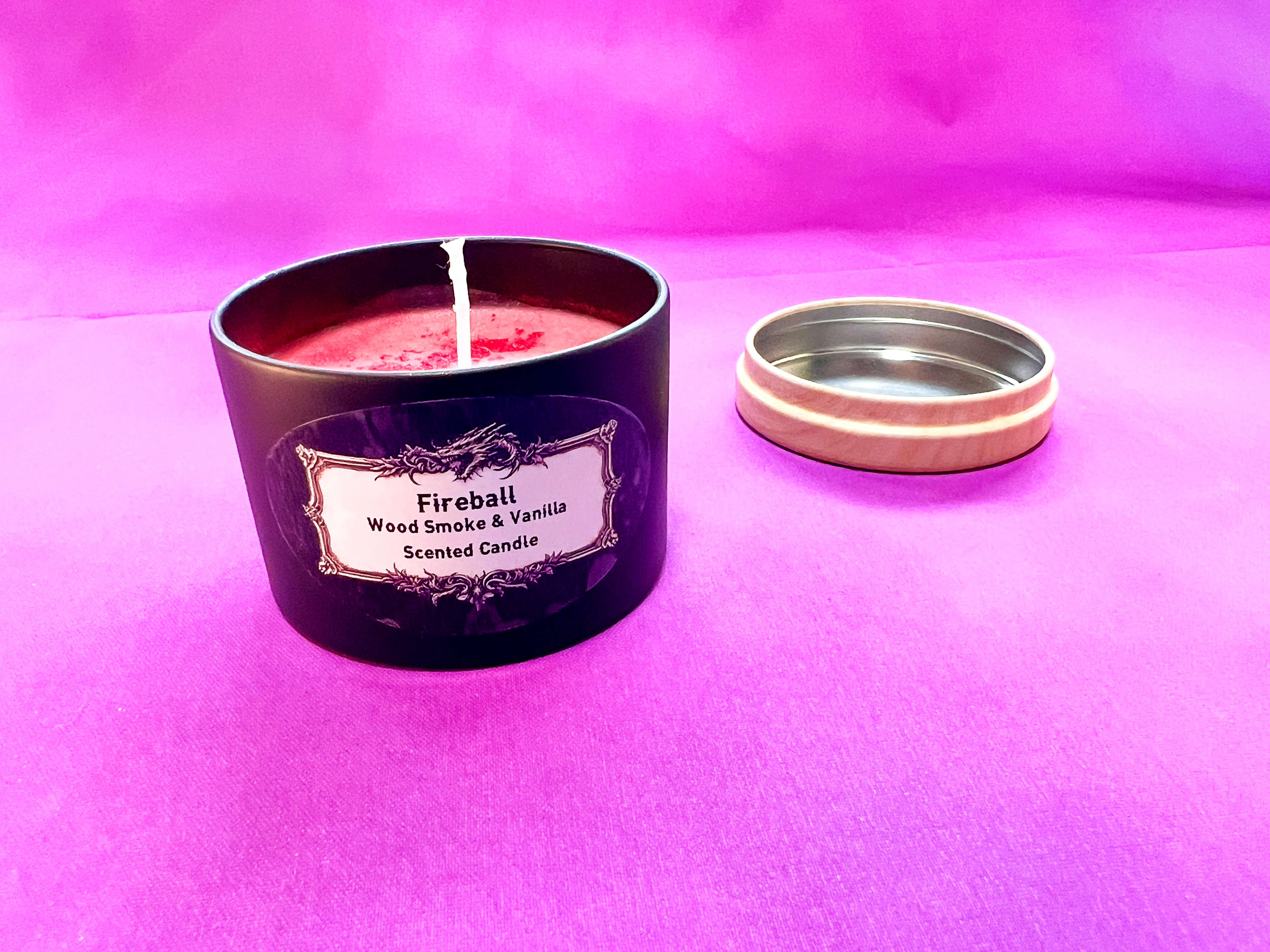 Fireball! Fantasy Soy Candle – Wood Smoke & Vanilla Scent | DnD Gift | RPG Candle | Handmade 4oz Spell Candle