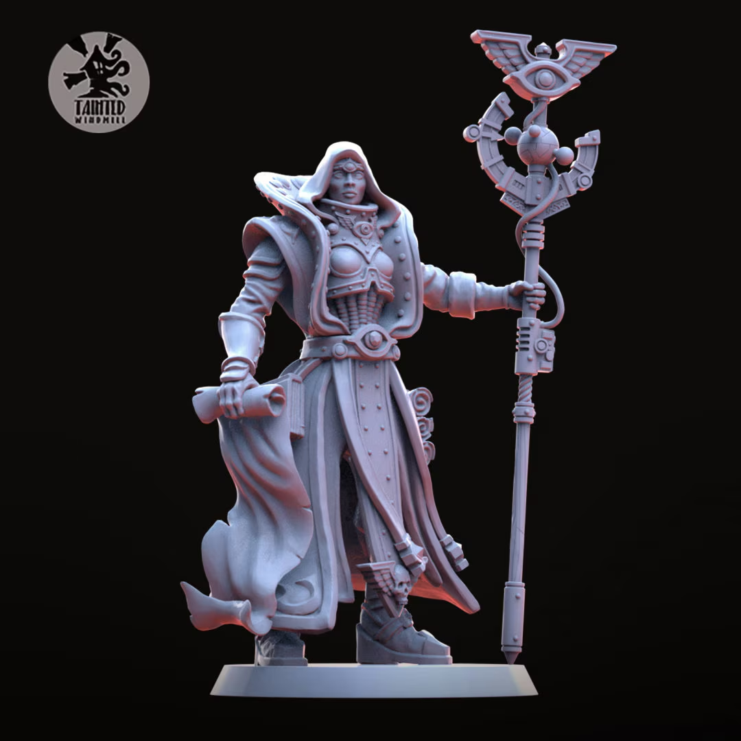 Grimdark Navigation Officer – Sci-Fi Command Figure (Multipart Resin Miniature, 28–32mm Scale)