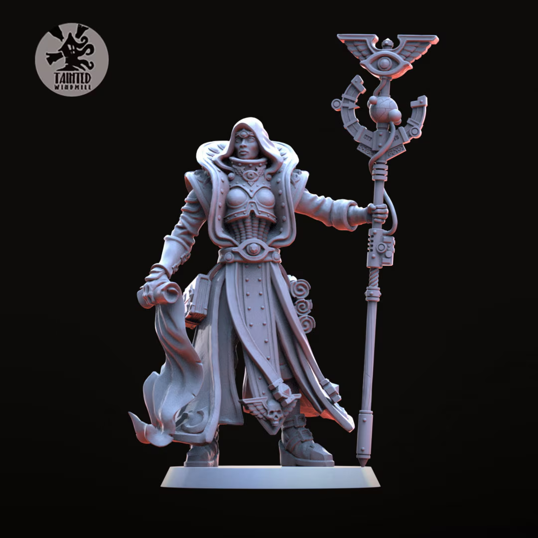 Grimdark Navigation Officer – Sci-Fi Command Figure (Multipart Resin Miniature, 28–32mm Scale)