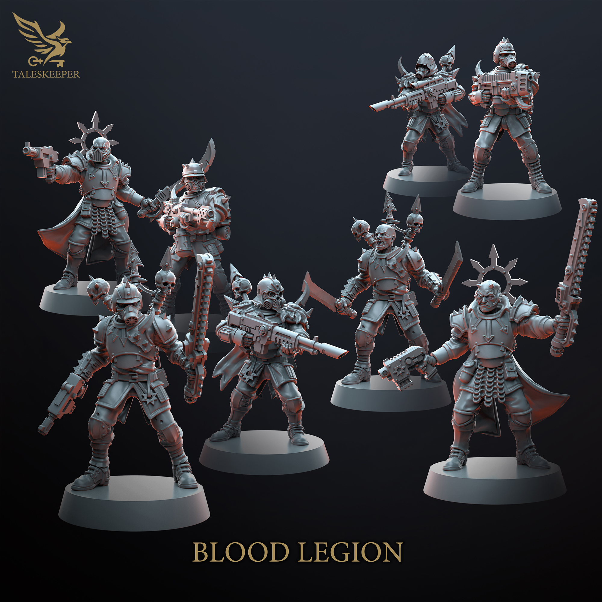 Blood Legion Infantry – 12 Multipart Resin Miniatures (Grimdark Troop Kit, 28–32mm Scale, Customisable Loadouts)
