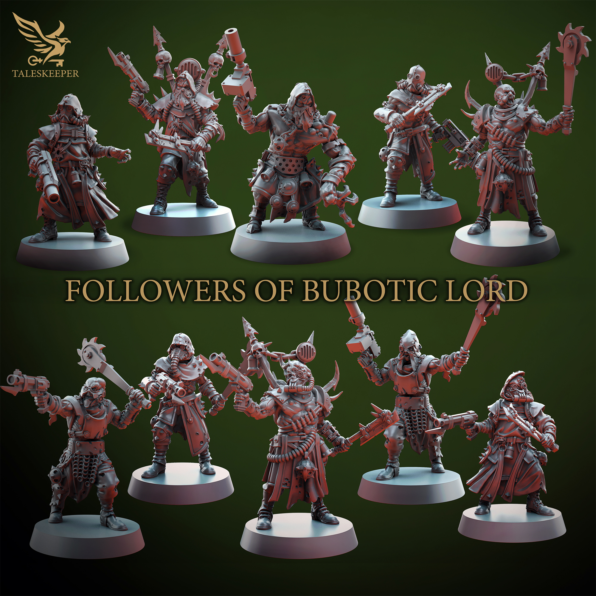 Followers of the Bubotic Lord – Multipart Resin Cultist Miniatures (6-Pack, 28–32mm Scale, Corrupted Warband Kit)