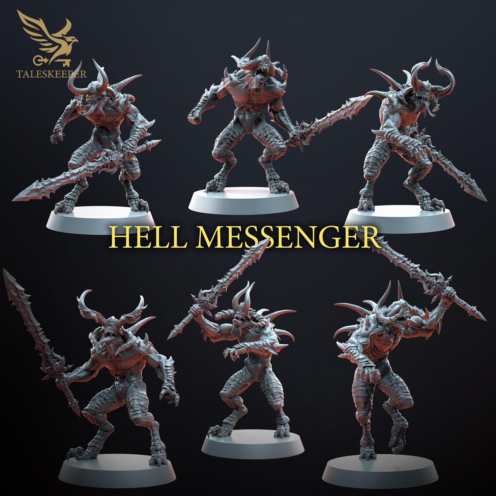 Hell Messengers – 12-Part Demon Warband (Multipart Resin Miniatures, 28–32mm Scale, Grimdark & RPG Compatible)