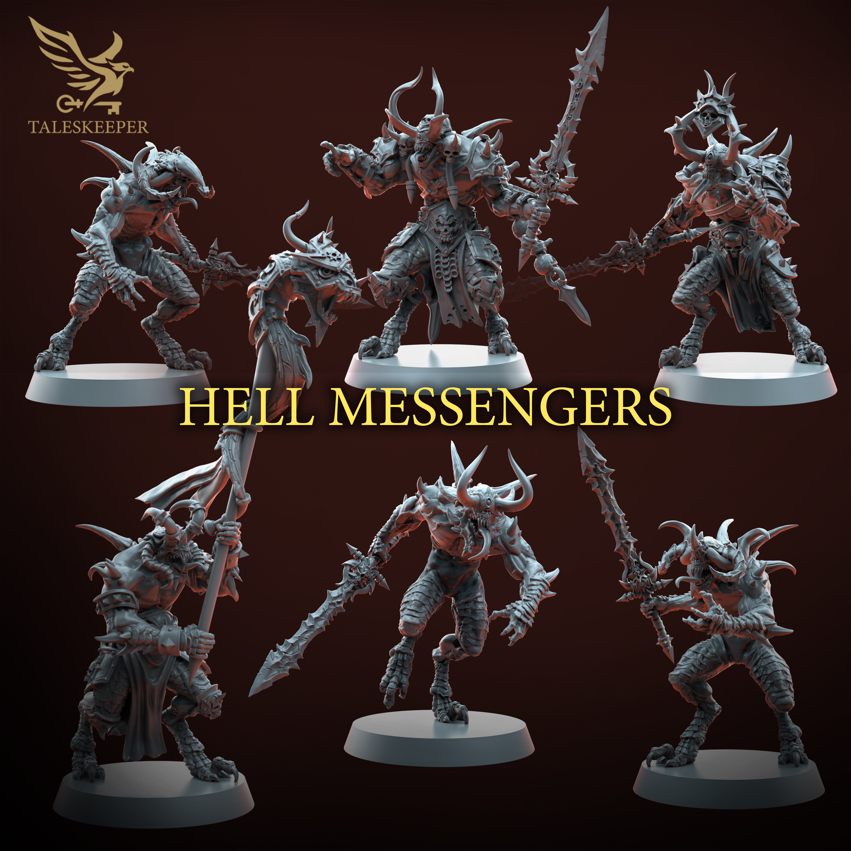 Hell Messengers – 12-Part Demon Warband (Multipart Resin Miniatures, 28–32mm Scale, Grimdark & RPG Compatible)