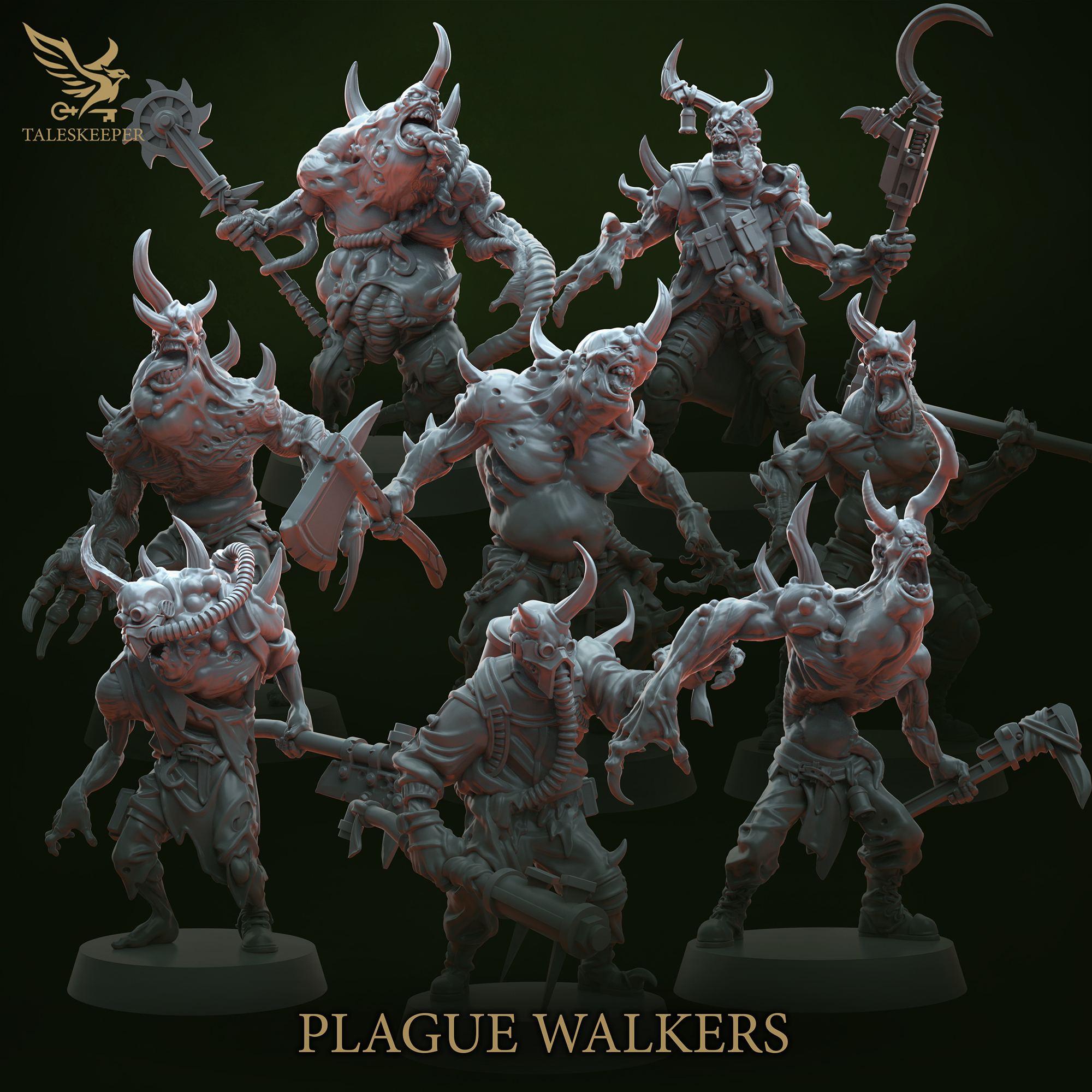Plague Walker Demons – 8 Resin Miniatures (Mono-Pose Models, 28–32mm Scale, Grimdark & Horror Wargames)