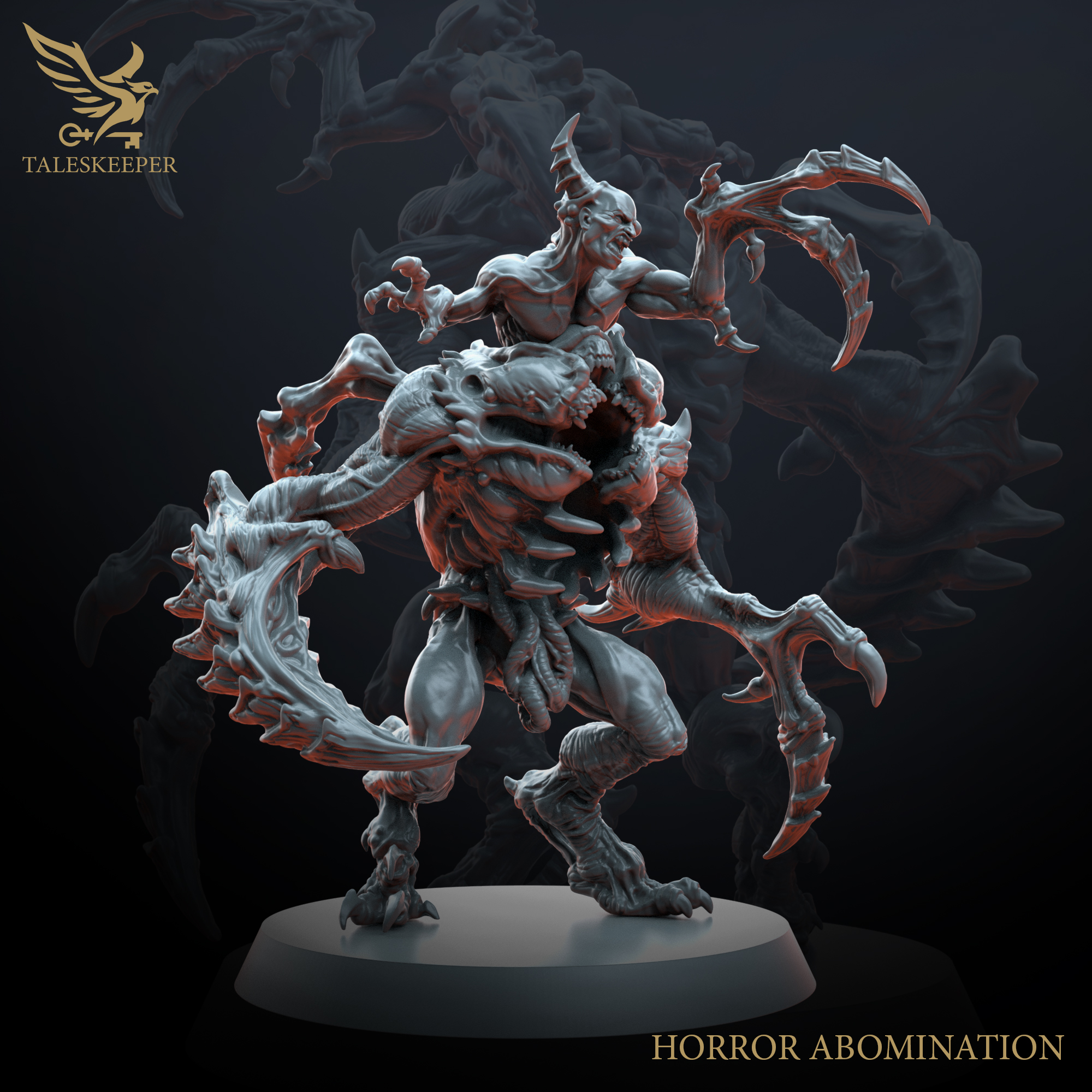 Dazing Horrors – Large Mutant Monsters (3-Pack, Multipart Resin Kit, 40mm Base, Grimdark RPG & Wargame Models)