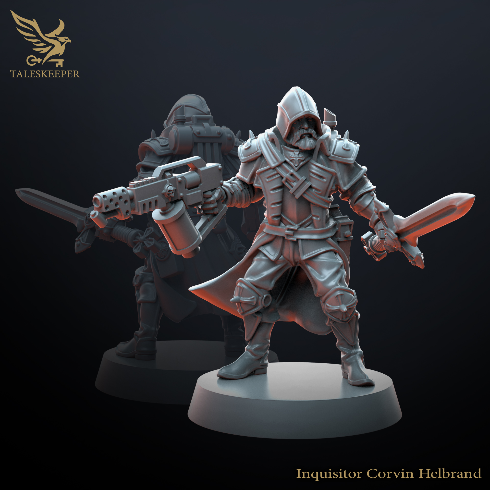 Demon Hunters Command Squad – Grimdark Inquisitorial Miniatures (3-Pack, Multipart Resin Kit, 28–32mm Scale)