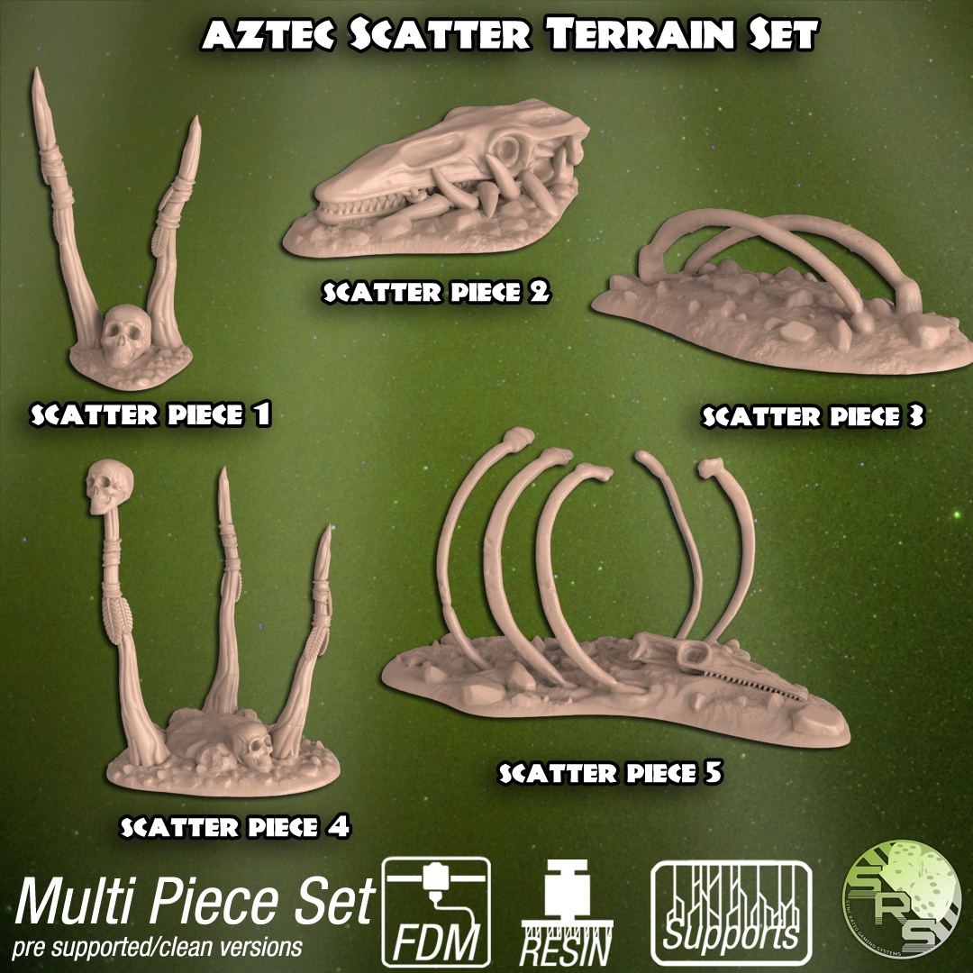 Aztec Scatter Terrain Set – Resin 3D Printed Scenery for Tabletop Gaming & Dioramas