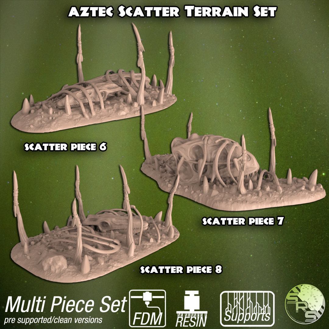 Aztec Scatter Terrain Set – Resin 3D Printed Scenery for Tabletop Gaming & Dioramas