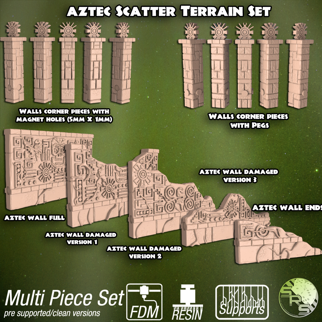 Aztec Scatter Terrain Set – Resin 3D Printed Scenery for Tabletop Gaming & Dioramas